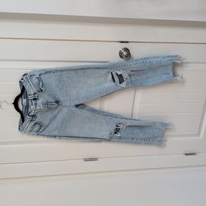 Artemis Design Co. Light Blue Distressed Flare Jeans